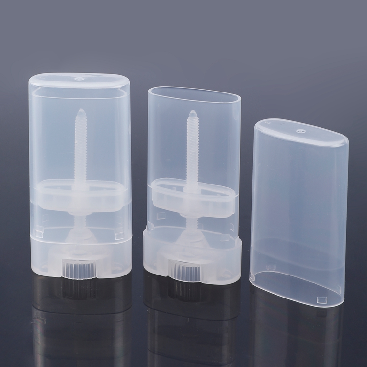 Mini deodorante stick in plastica trasparente da 15 g, campione gratuito, piatto ovale dal design speciale
